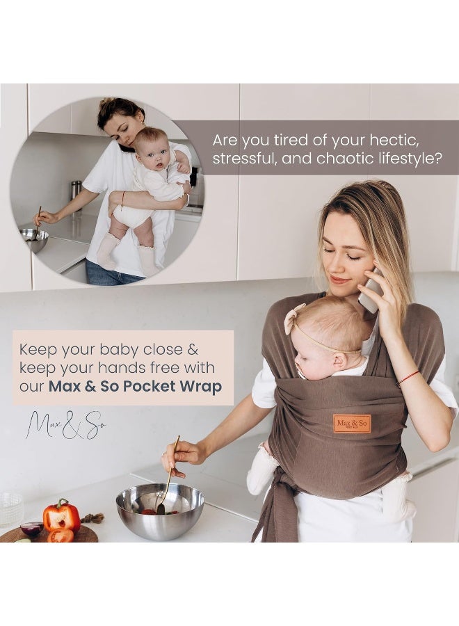 Max&So Baby Wrap Carrier - Premium Cotton Sling for Newborns to Toddlers - Hands-Free, Soothing Wrap with Front Pocket for Essentials - One Size Fits All - Image 2